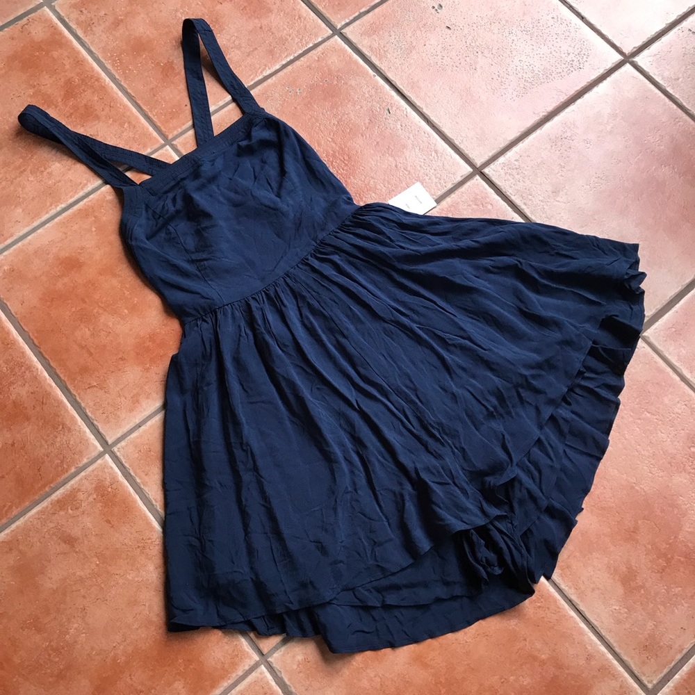 Urban Outfitters Cross Back Navy Blue Romper Dress - Picture 5 of 8